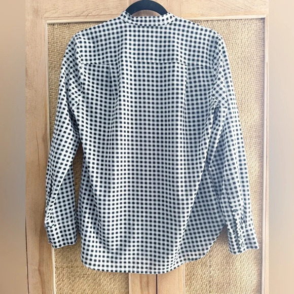 J. Crew Gingham Plaid Long Sleeve Blouse Size Small Black White Pleated Office - Picture 5 of 11